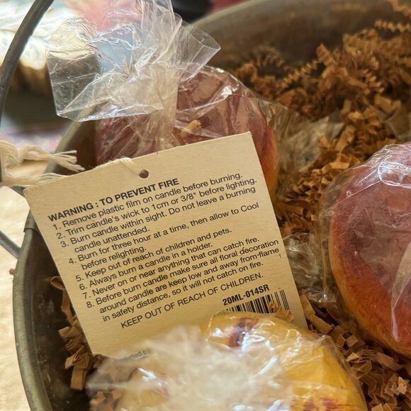 Floating 3D Apple Candles in Galvanized Bucket, Hand Painted Wooden Apple Accent - Picture 8 of 16